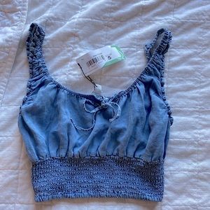 blue/ denim look crop top; size small